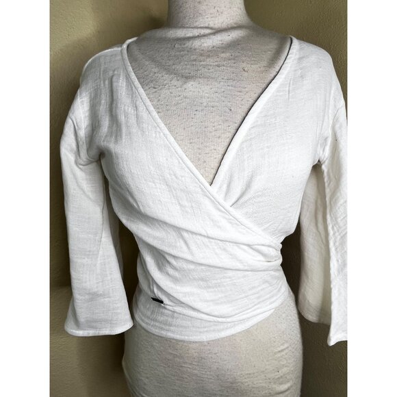 Billabong Women's Wrap Top Ivory M 3/4 Bell Sleeve Boho - Picture 5 of 7